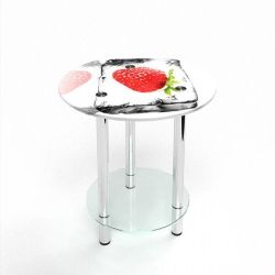 Круглый журнальный стол с полкой Ice berry 60х60