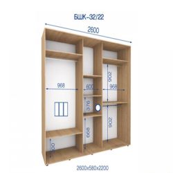 Шкаф-купе Бюджет БШК-32 260х220х58