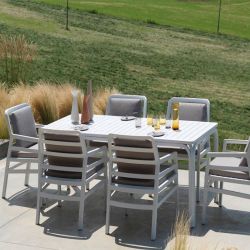 Комплект стол Alloro 210 Extensible+6 стульев Aria Bianco Grigio