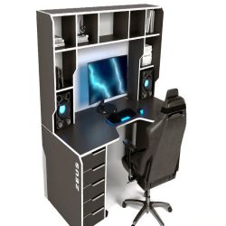 Стол геймерский эргономичный Viking-3M 180х85, черно-белый