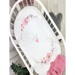 Простынь детская с печатью Heart and flowers