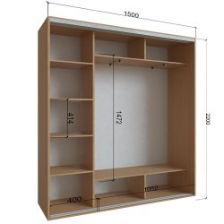 Шкаф-купе 2х дверный 1500*2200*450
