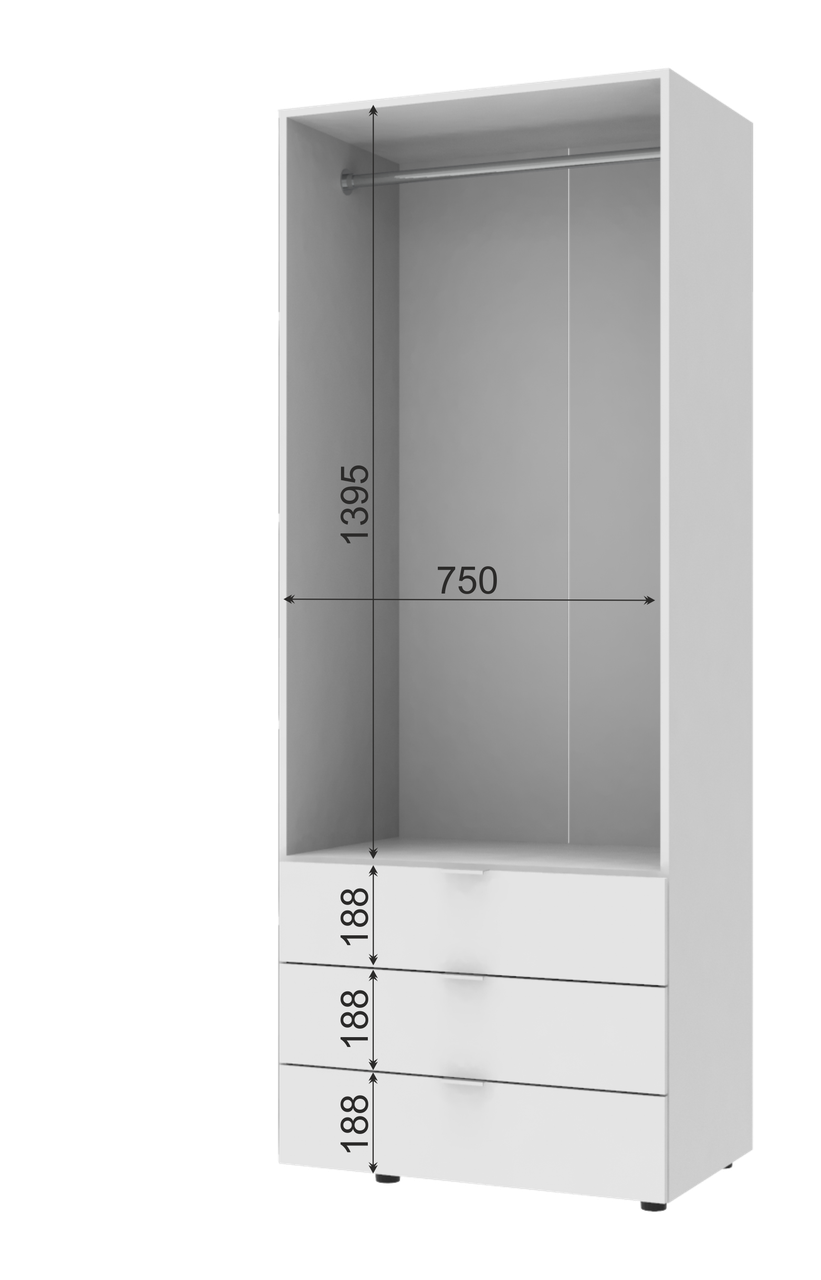 Розпашна Шафа для одягу Doros Гелар комплект Білий 2+3 ДСП 193,7х49,5х203,4 (42002116)