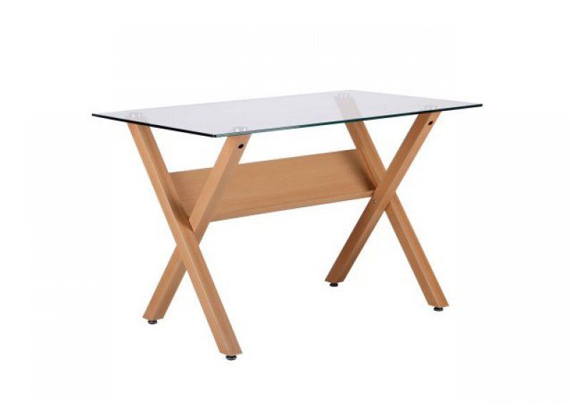 Стол обеденный Maple бук/стекло прозрачное