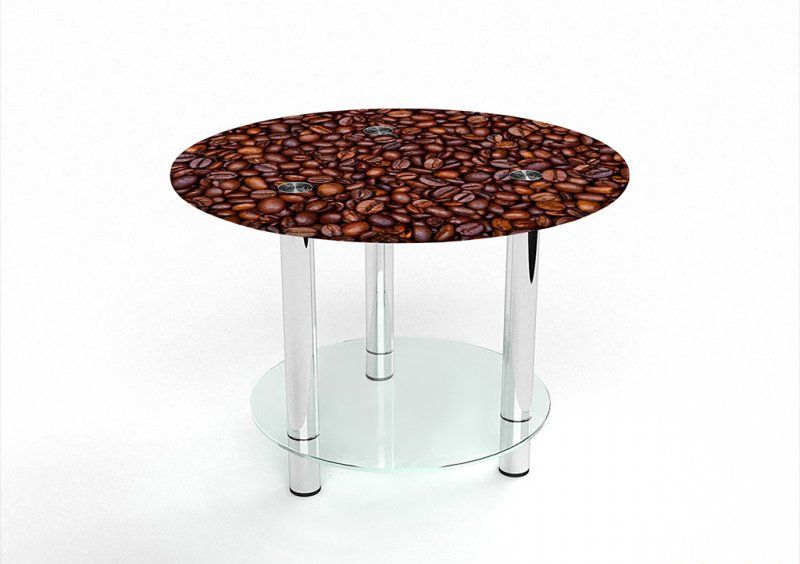 Стол журнальный круглый с полкой Coffee aroma 60х60