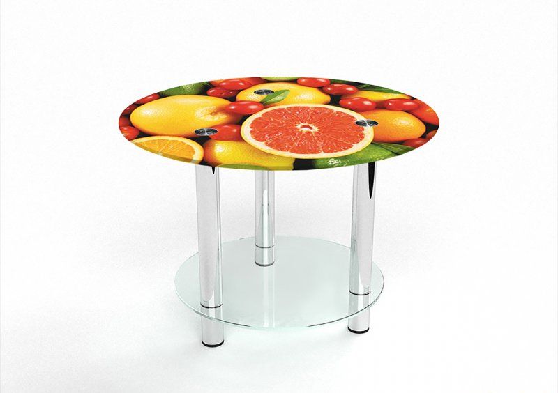 Круглый журнальный стол с полкой Fruit 60х60