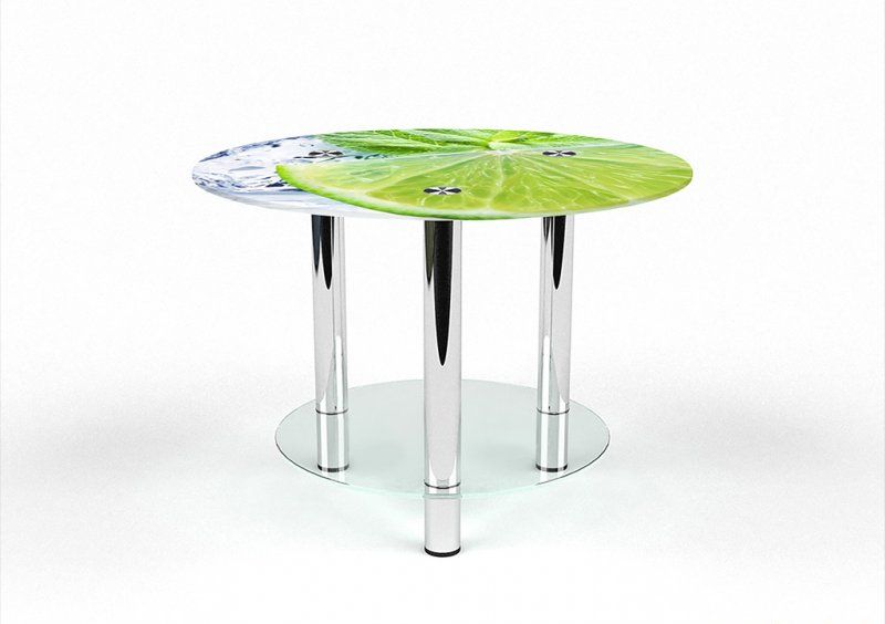 Круглый журнальный стол с полкой Ice Lime 60х60