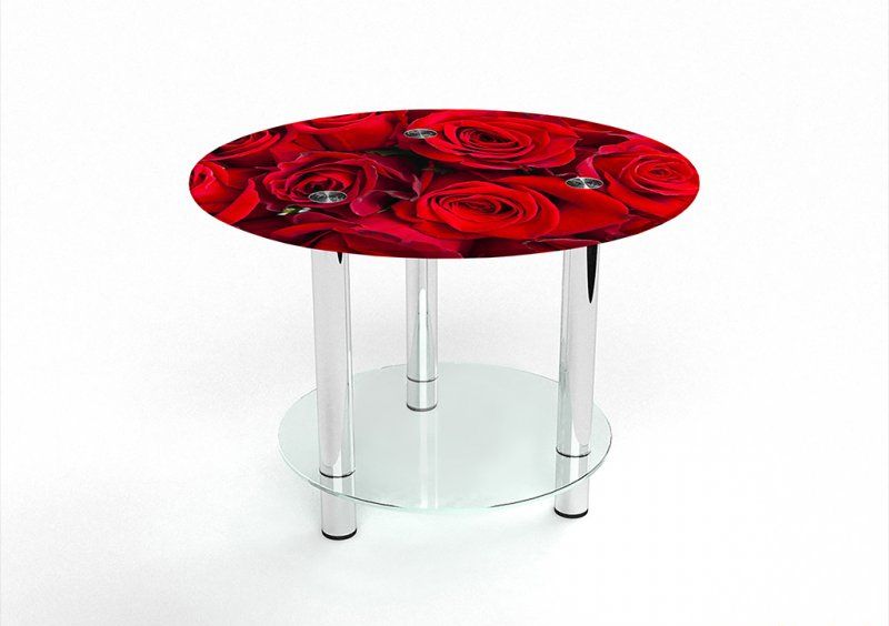 Круглый журнальный стол с полкой Rose 60х60