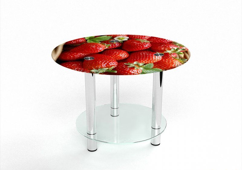 Круглый журнальный стол с полкой Strawberry 60х60