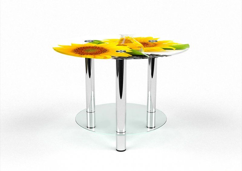 Круглый журнальный стол с полкой Sunflower 60х60