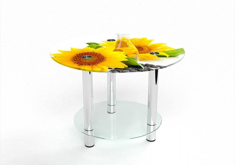 Круглый журнальный стол с полкой Sunflower 60х60