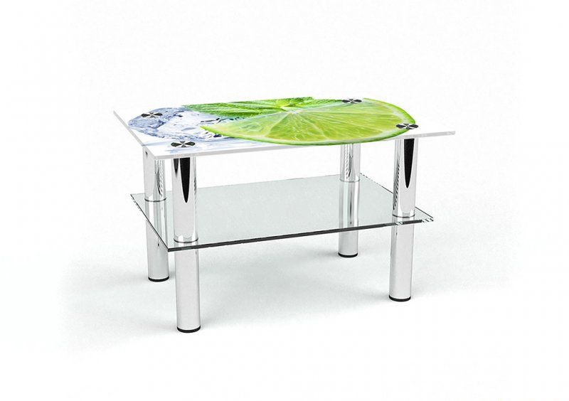 Прямоугольный журнальный стол с полкой Ice lime 55х38