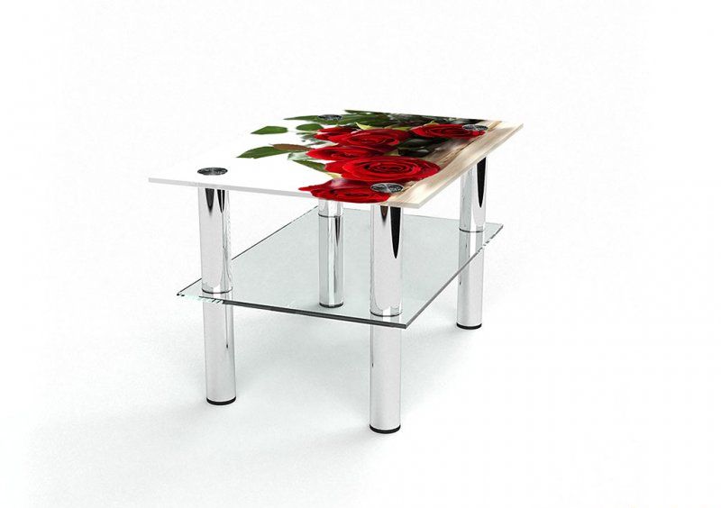 Прямоугольный журнальный стол с полкой Red Roses 55х38