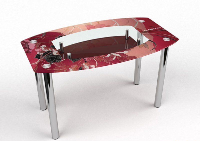 Стол обеденный Бочка с полкой Fiori rossi 91х61