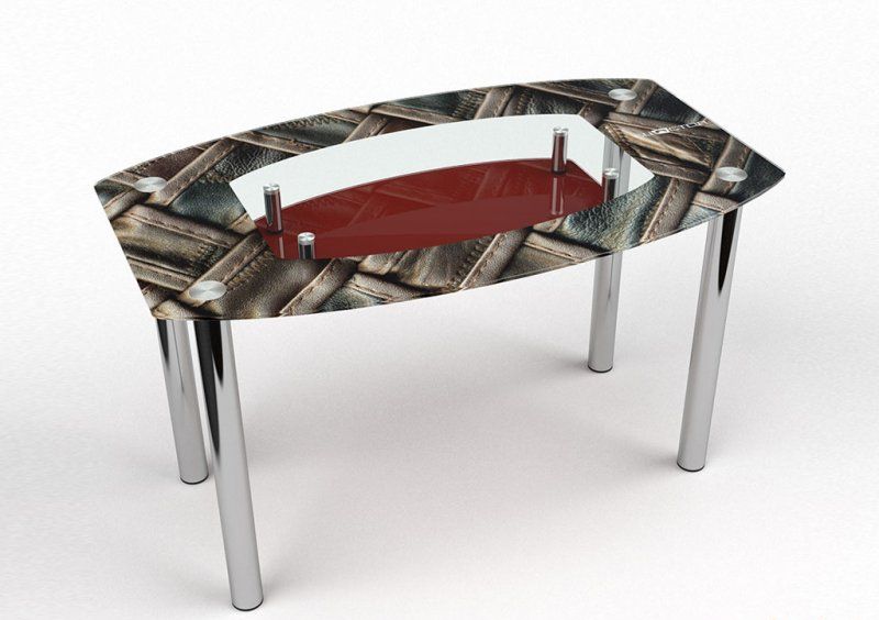 Стол обеденный Бочка с полкой Pelle rosso 91х61