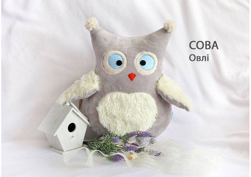 Подушка Сова Овли серая