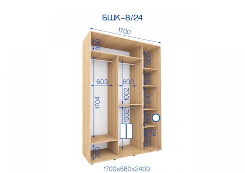 Шкаф-купе Бюджет БШК-8 170х240х58
