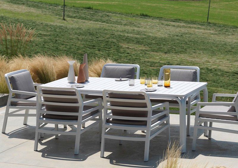 Комплект стол Alloro 210 Extensible+6 стульев Aria Bianco Grigio