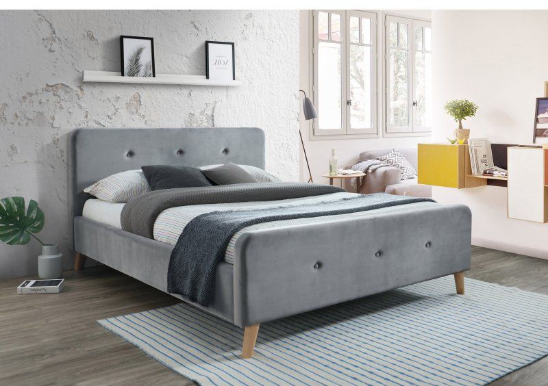 Кровать Malmo Velvet 160x200 Серый