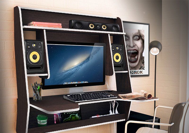 Стол геймерский навесной IGROK-MAX, венге/белый