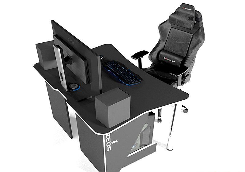 Стол геймерский игровой ZET-3, черно-белый
