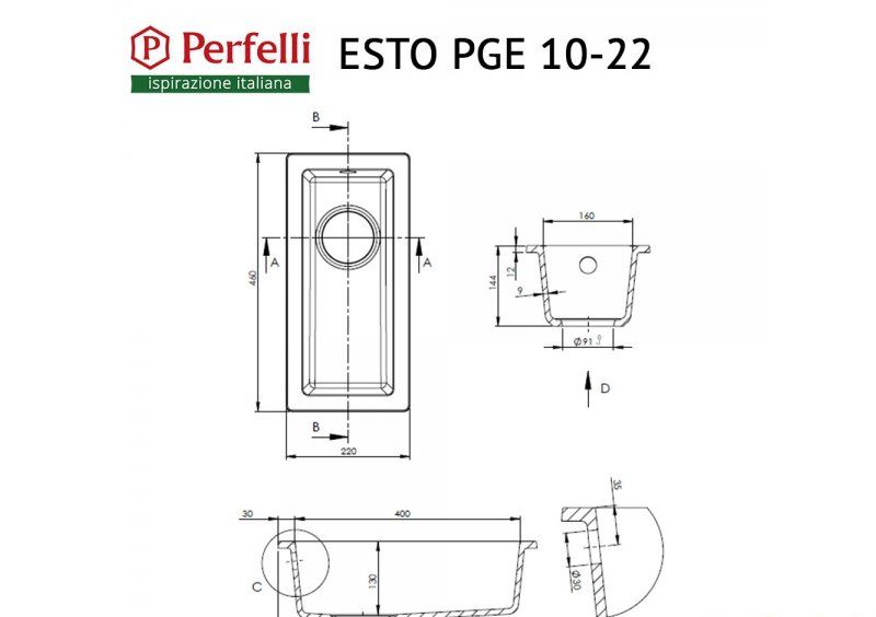 Мойка Perfelli ESTO PGE 10-22 SAND