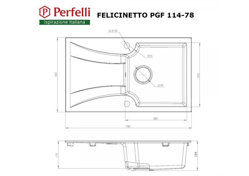 Мойка Perfelli FELICINETTO PGF 114-78 WHITE