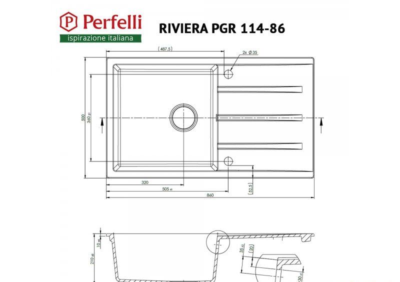 Мойка Perfelli RIVIERA PGR 114-86 WHITE