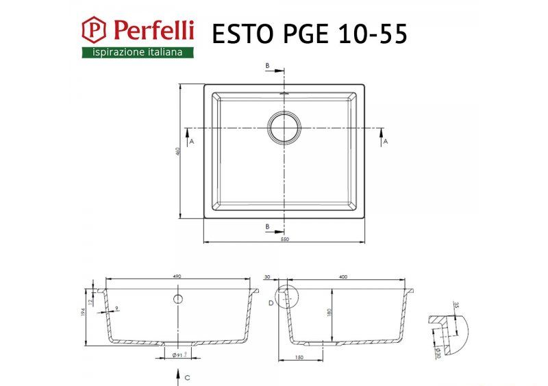 Мойка Perfelli ESTO PGE 10-55 SAND