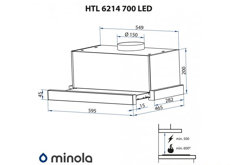 Вытяжка Minola HTL 6214 I 700 LED
