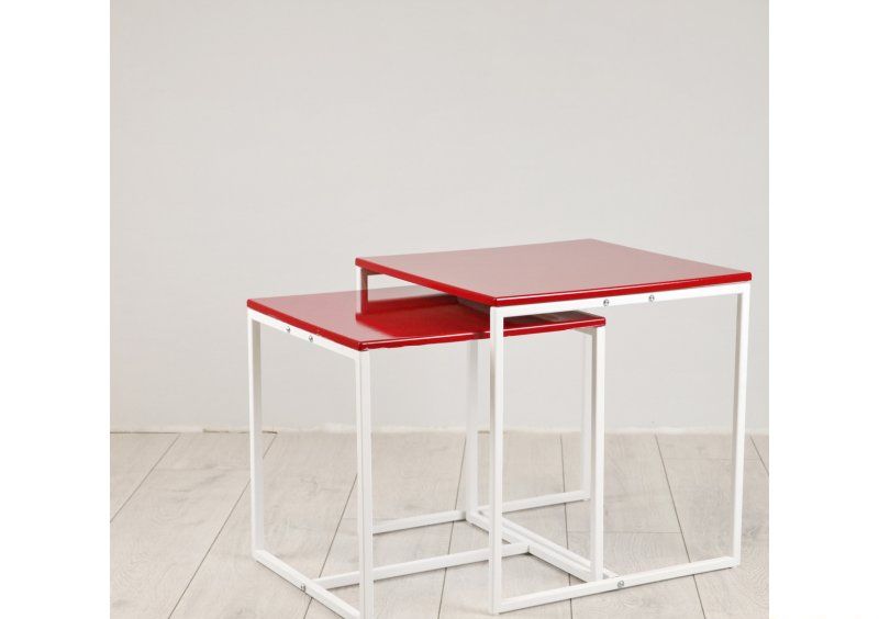 Комплект столов журнальных Loft Cub Red/white