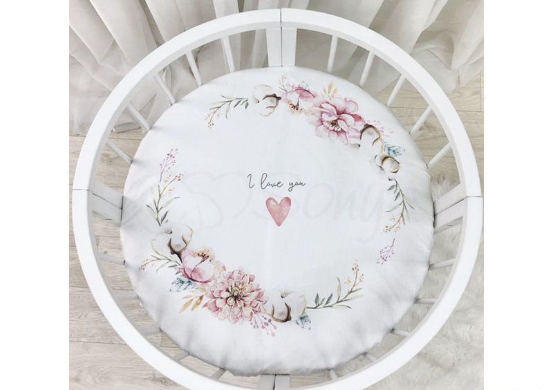 Простынь детская с печатью Heart and flowers
