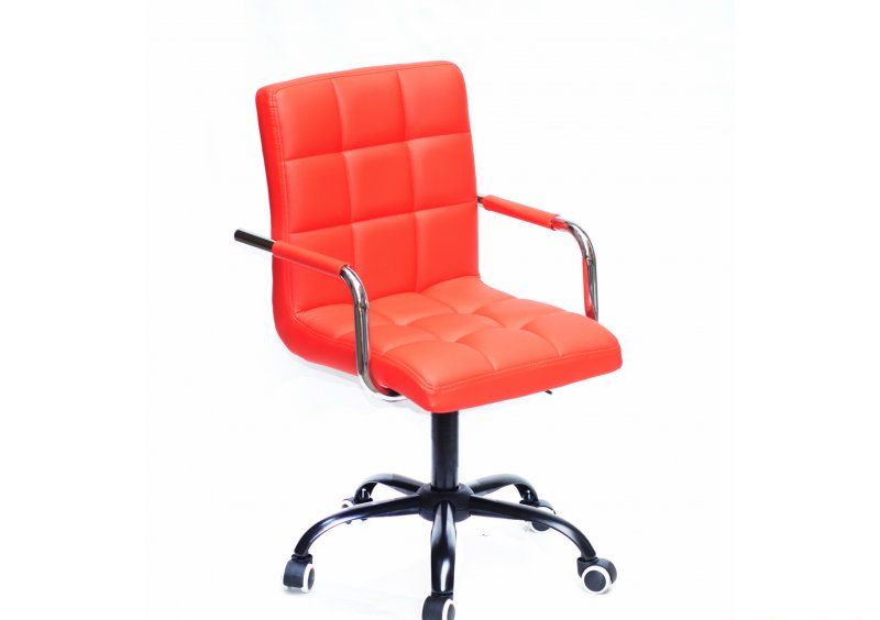Кресло Augusto-ARM BK - Office экокожа Красный 1007