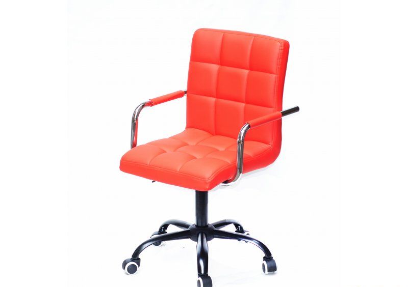 Кресло Augusto-ARM BK - Office экокожа Красный 1007