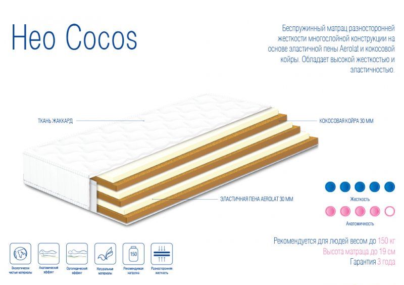 Матрас ортопедический Нeo Cocos 70х190