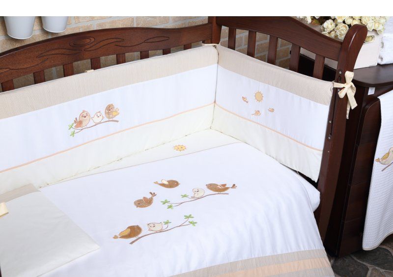 Постельное белье для новорожденного Veres Spring Birdies beige 6 единиц