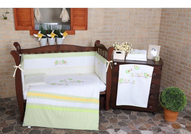 Постельное белье для новорожденного Veres Spring Birdies green 6 единиц