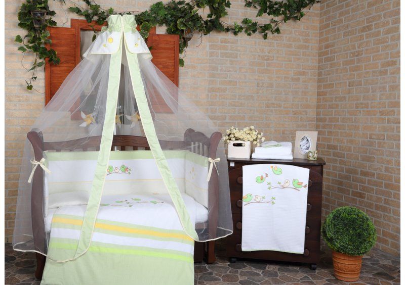 Постельное белье для новорожденного Veres Spring Birdies green 7 единиц
