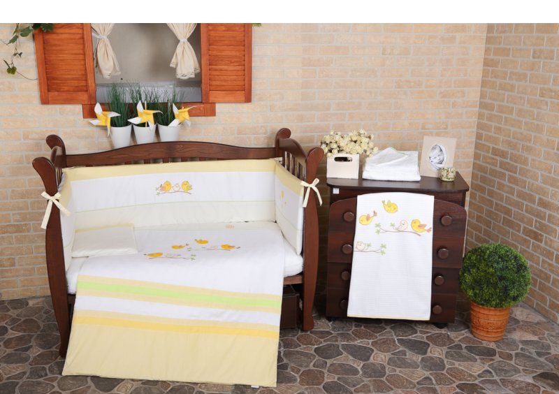 Постельное белье для новорожденного Veres Spring Birdies yello 6 единиц