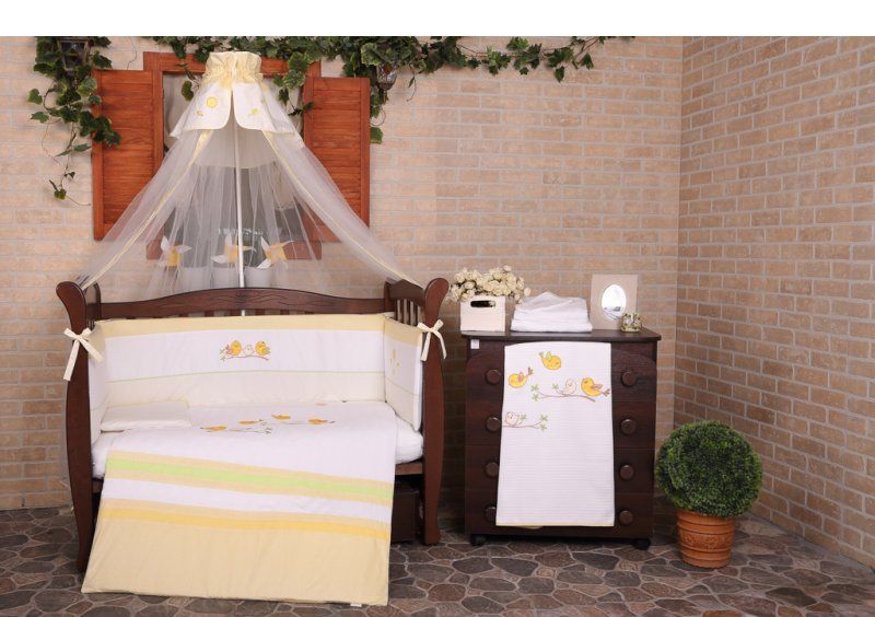 Постельное белье для новорожденного Veres Spring Birdies yello 7 единиц