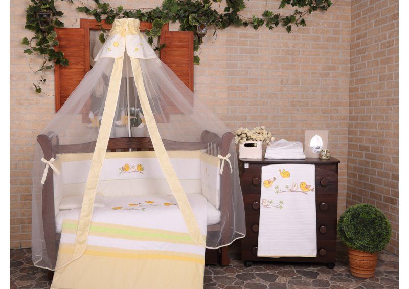 Постельное белье для новорожденного Veres Spring Birdies yello 7 единиц
