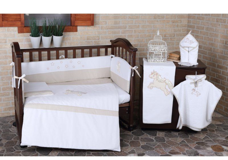 Постельное белье для новорожденного Veres Unicorn beige 6 единиц