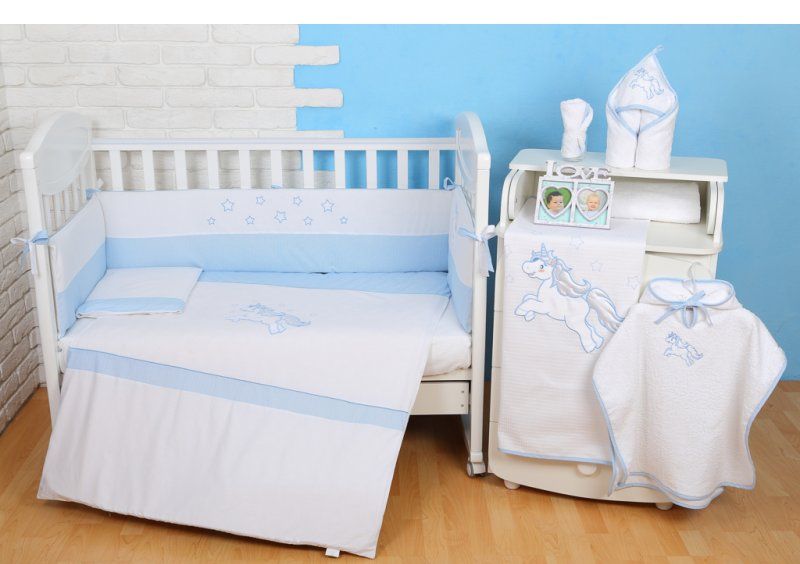 Постельное белье для новорожденного Veres Unicorn blue 6 единиц