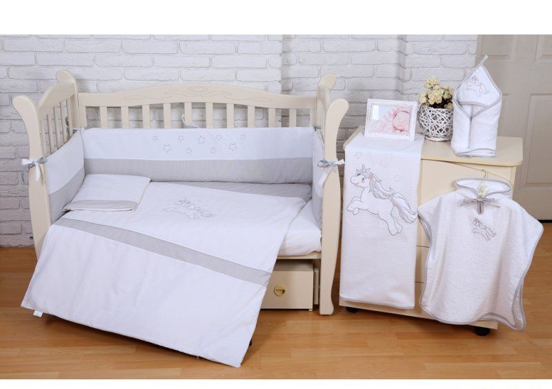 Постельное белье для новорожденного Veres Unicorn white 6 единиц