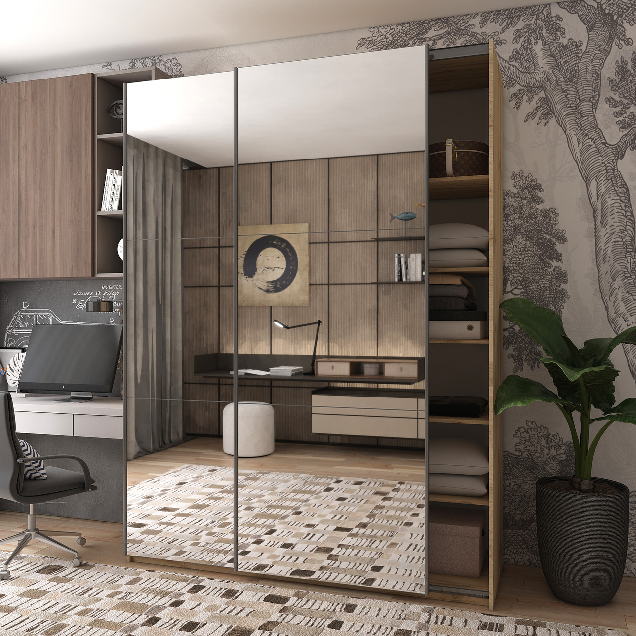 Шафа купе Doros G-Caiser Тахо 2 Дзеркала / 3 частини 180х60х240 (42005011)Шафа купе Doros G-Caiser Графіт 2 Дзеркала 180х60х240 (42005012)