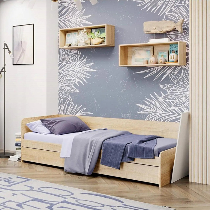 Односпальная кровать с ящиками Эверест Соната-800 80х190 см Дуб сонома (DTM-071108)