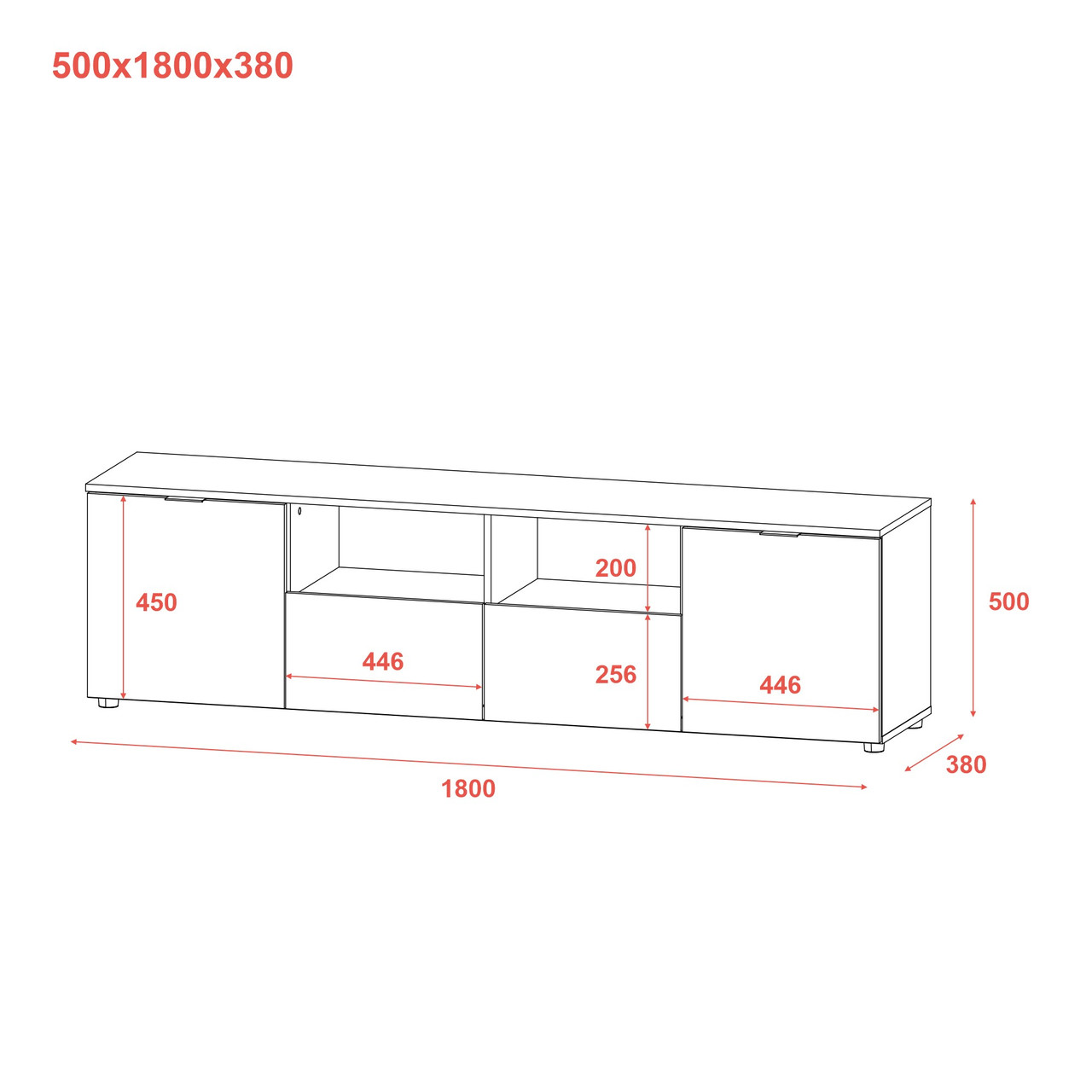 Комод Doros Рон 4 2 фасада 2 шухляды Кашемир 180х38х50 (41516046)