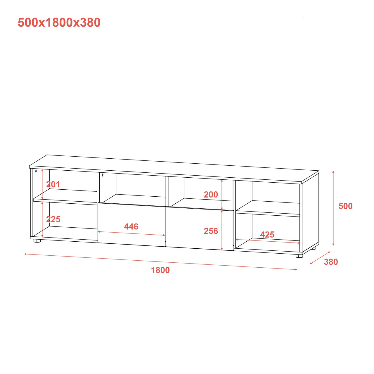 Комод Doros Рон 4 2 фасада 2 шухляды Кашемир 180х38х50 (41516046)