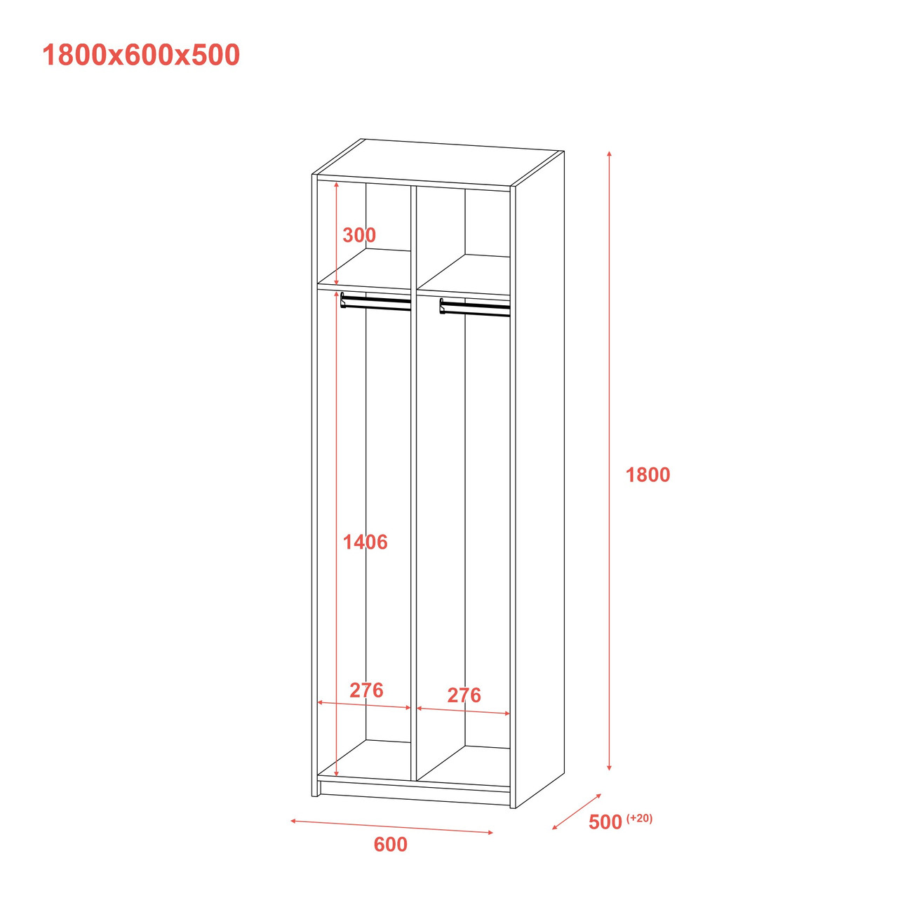 Раздевалка Doros 2-х секционная Графит 2 ДСП 60х52х180 (40512886)