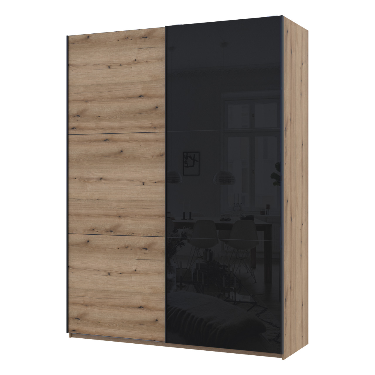 Шкаф купе Doros G-Caiser Дуб Эвок 1 ДСП / 1 Стекло / 3 части 180х60х240 (80737750)